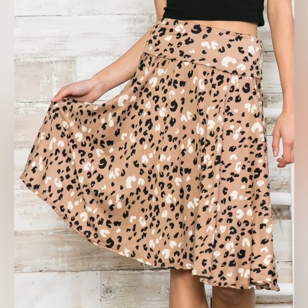 Leopard High Waisted Midi Skirt